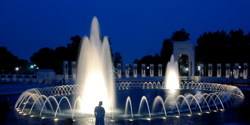 World War II Memorial at night